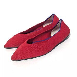 Rothy's The Point Chili Red Ballet Flats Womens Size 9.5 Pointed Toe Slip On